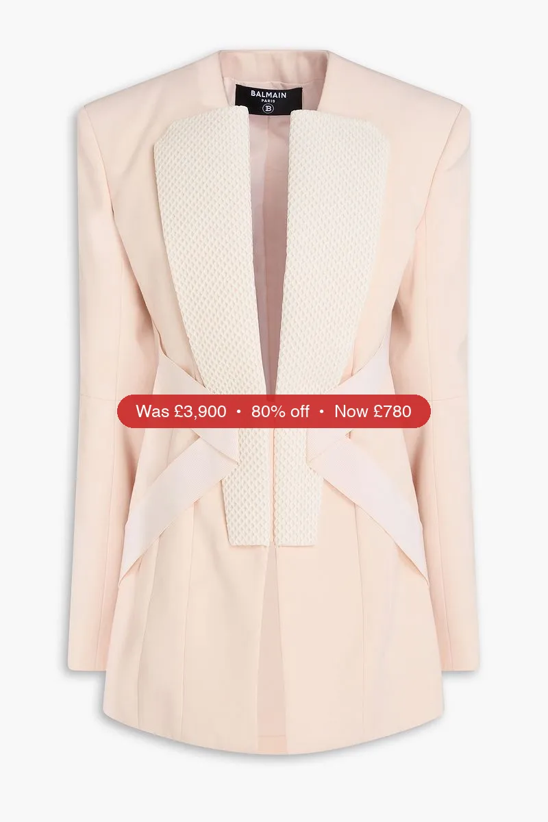 BALMAIN Piqué-paneled grain de poudre wool blazer - 80% Off