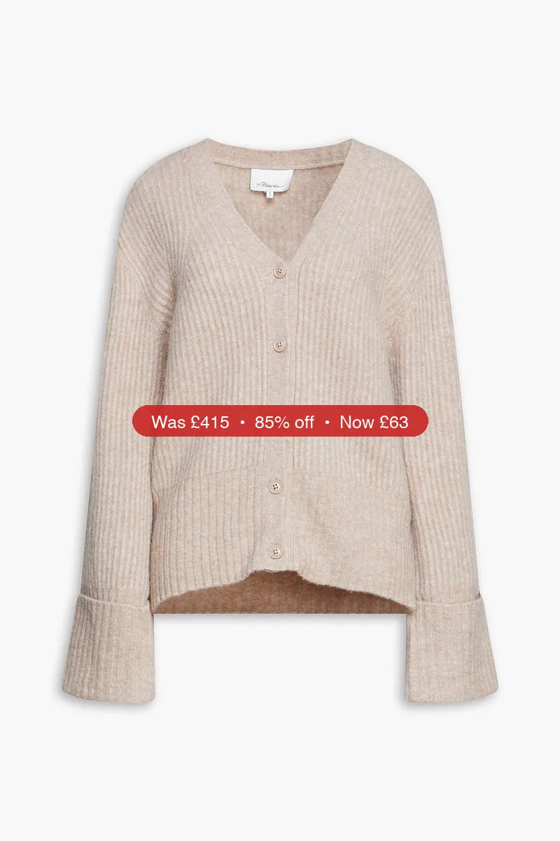 3.1 PHILLIP LIM Brushed ribbed-knit cardigan - 85% Off