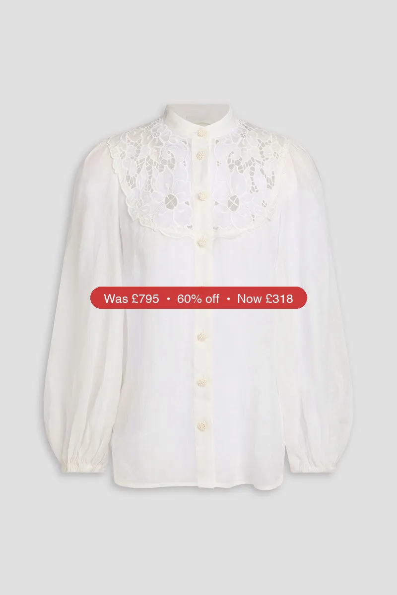 ZIMMERMANN Broderie anglaise ramie blouse - 60% Off