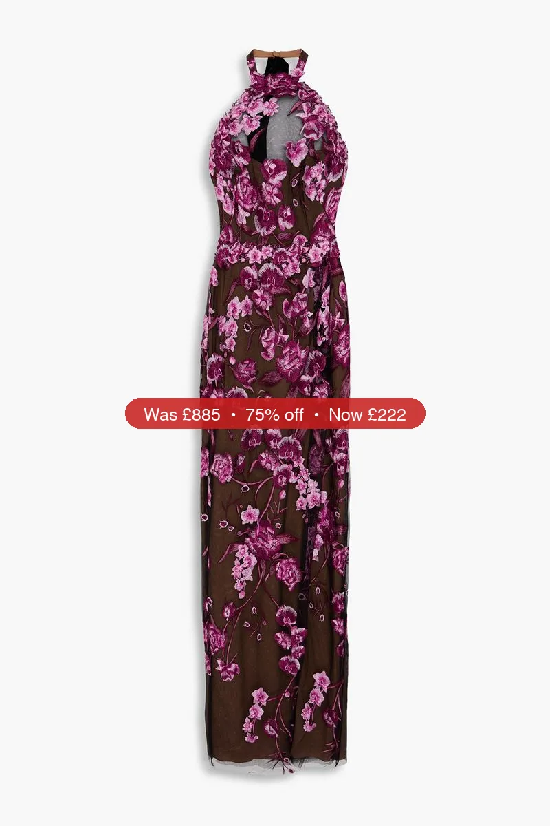 MARCHESA NOTTE Embroidered tulle gown - 75% Off