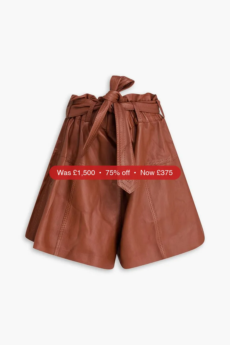 ZIMMERMANN Belted leather shorts - 75% Off