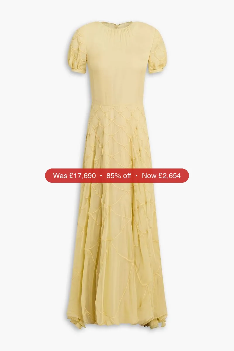 VALENTINO GARAVANI Embroidered silk-chiffon maxi dress - 85% Off