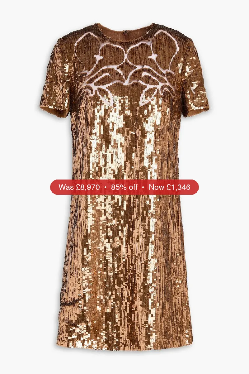 VALENTINO GARAVANI Sequined tulle mini dress - 85% Off