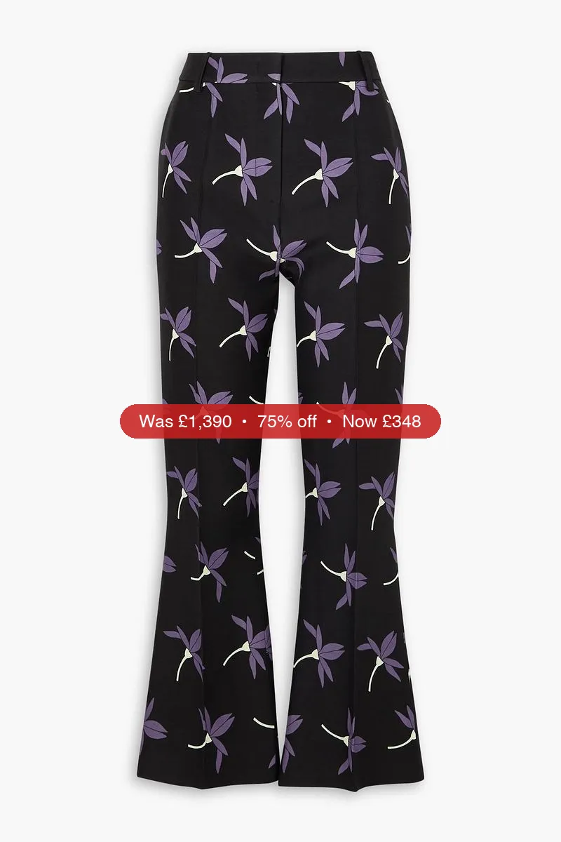 VALENTINO GARAVANI Floral-print wool-blend flared pants - 75% Off