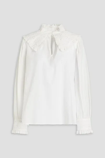 Ba&sh Donia Broderie Anglaise-Trimmed Cotton-Jacquard Blouse - 62% Off