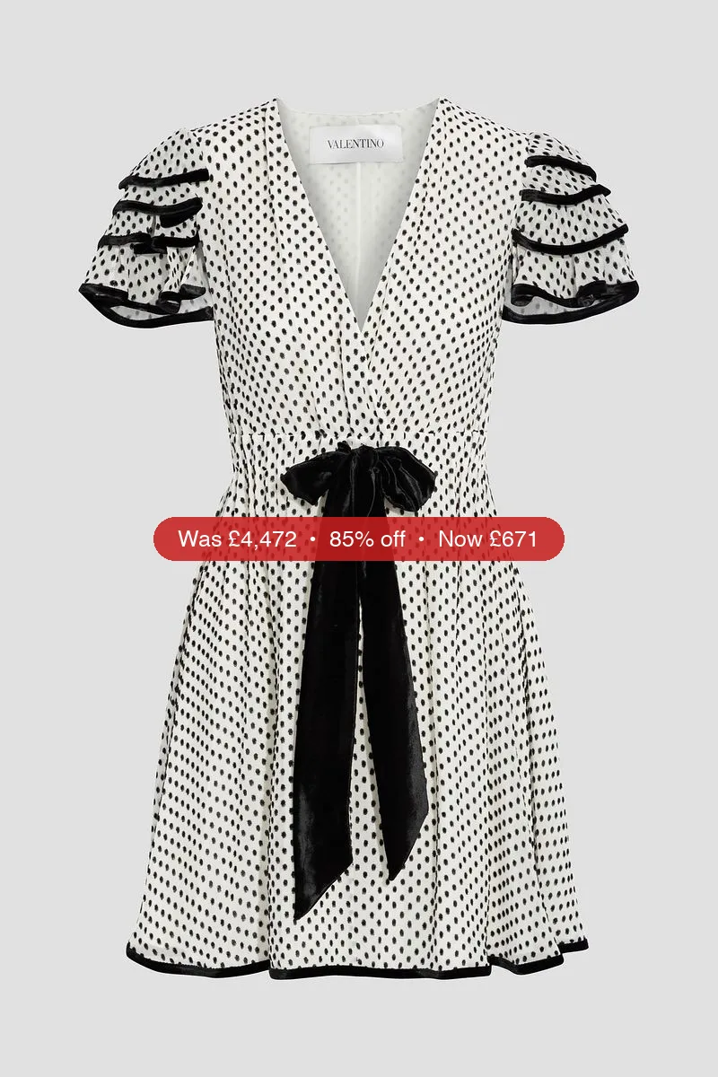 VALENTINO GARAVANI Ruffled silk-blend devoré-velvet dress - 85% Off