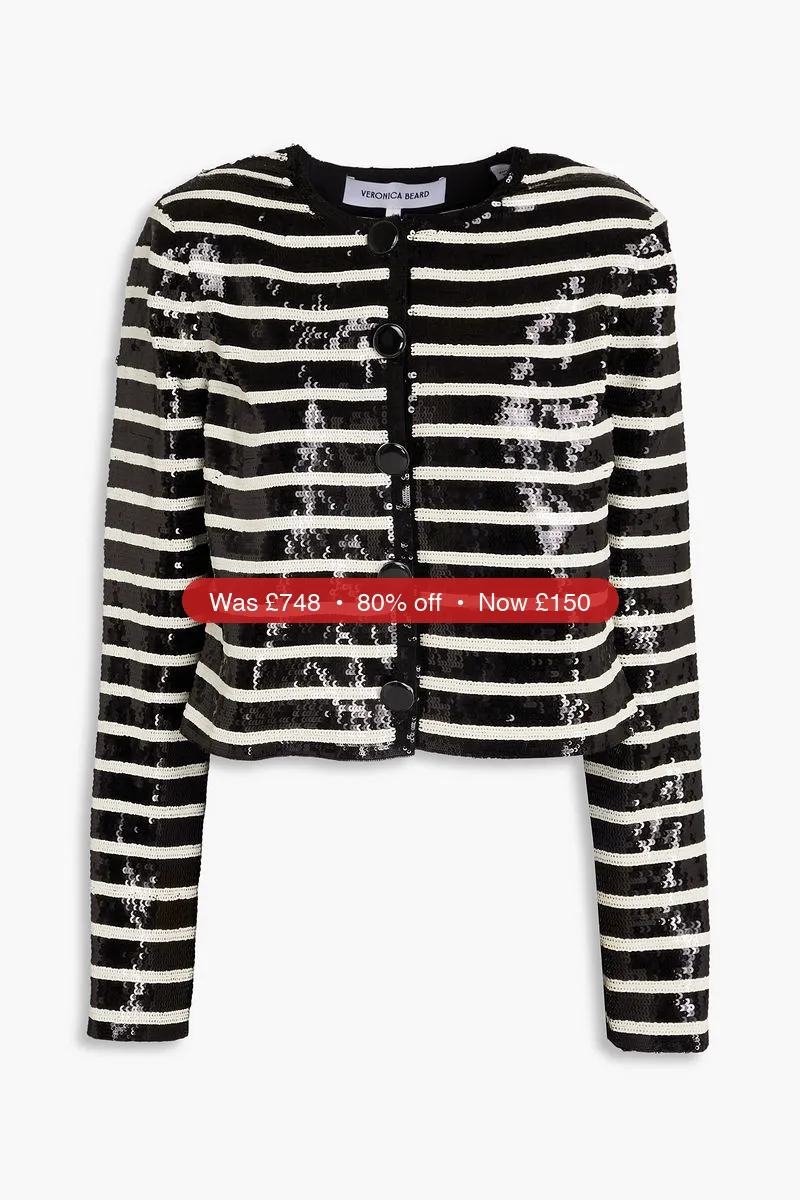 VERONICA BEARD Mickey striped sequined woven jacket - 80% Off