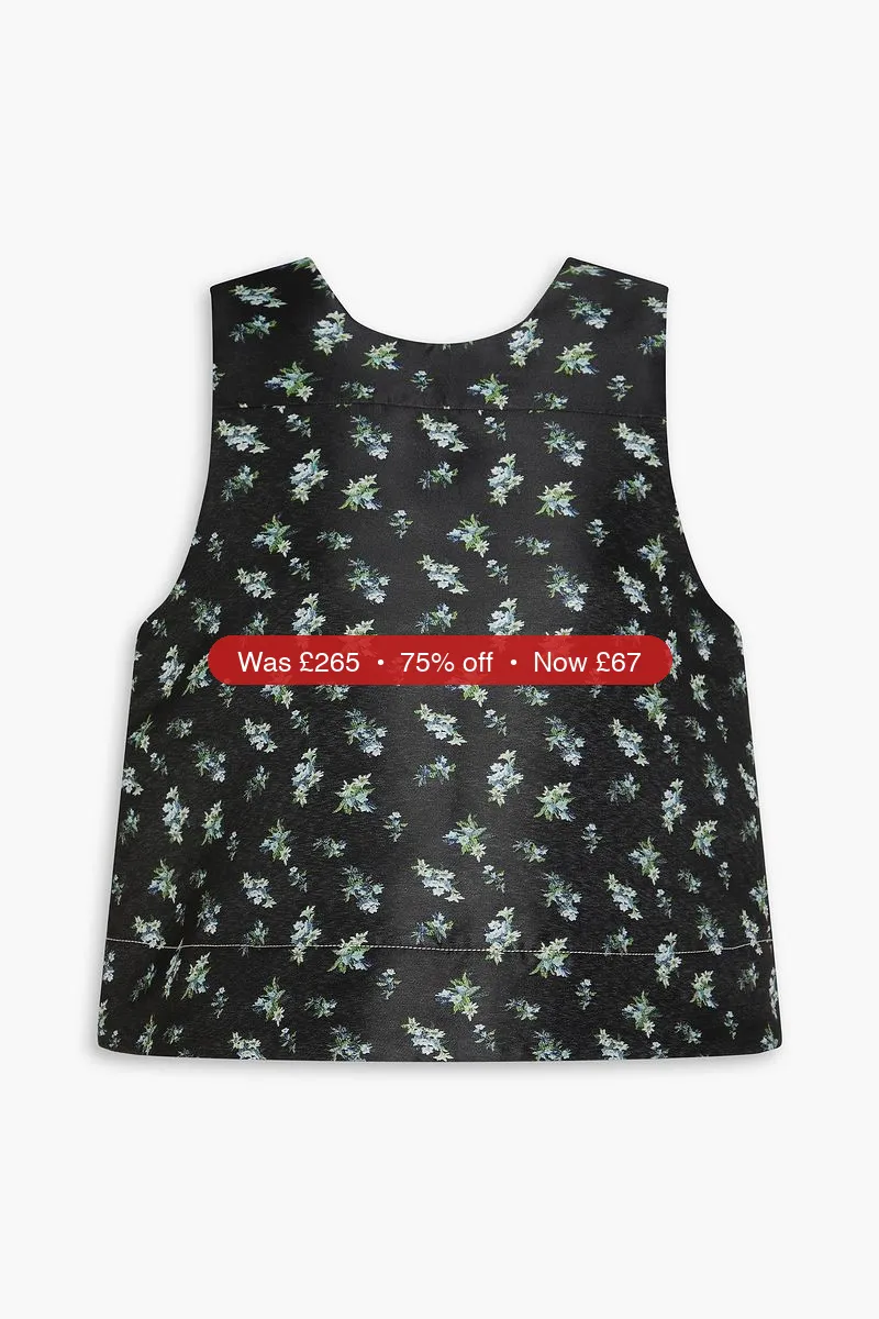 GANNI Floral-print satin-twill top - 75% Off
