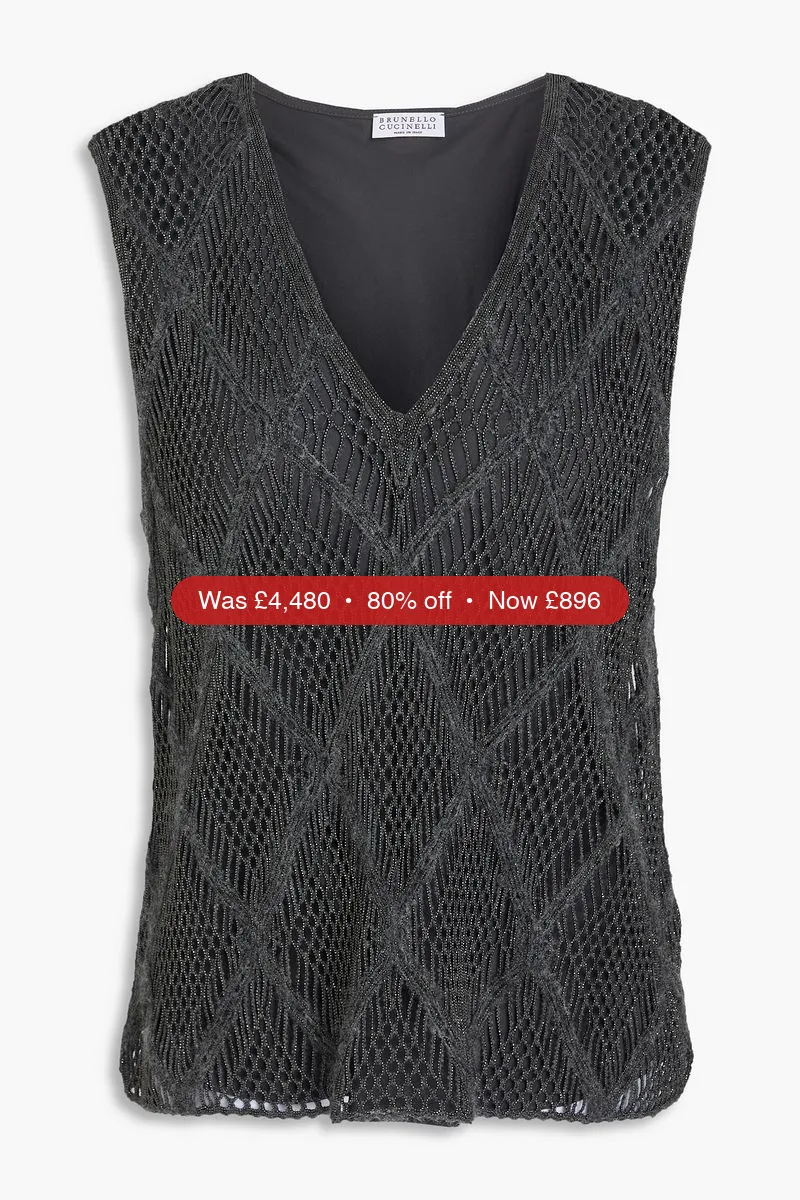 BRUNELLO CUCINELLI Metallic open-knit tank - 80% Off
