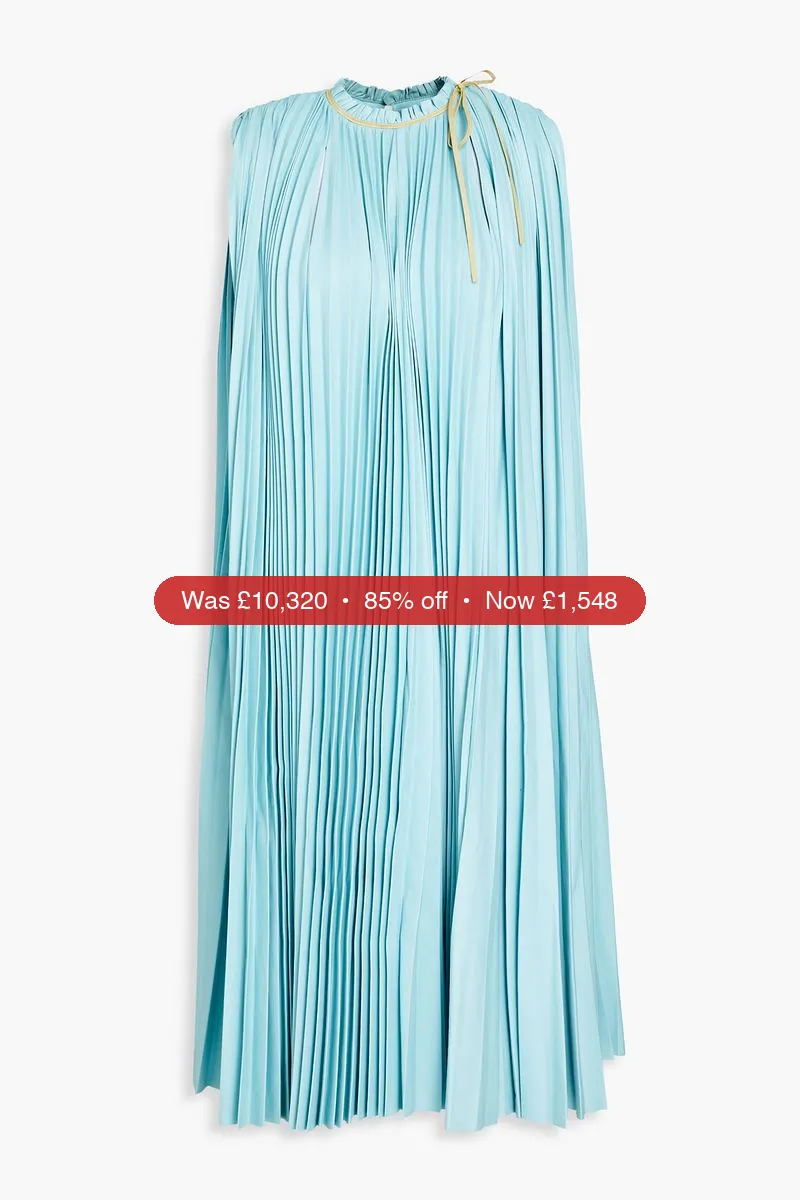 VALENTINO GARAVANI Cutout pleated leather midi dress - 85% Off