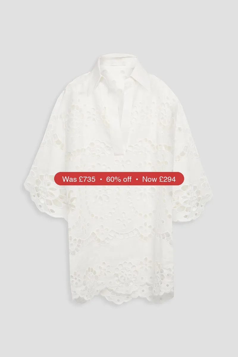 ZIMMERMANN Broderie anglaise linen tunic - 60% Off