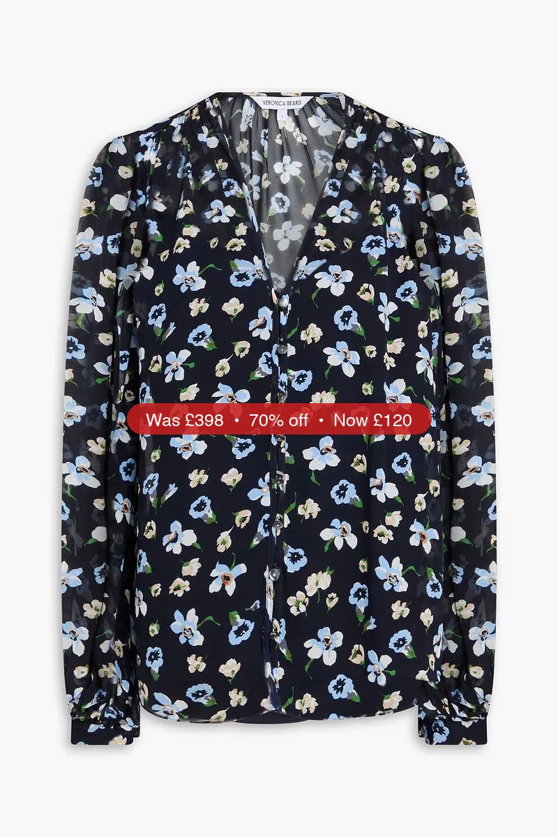 VERONICA BEARD Alec floral-print silk-georgette blouse - 70% Off
