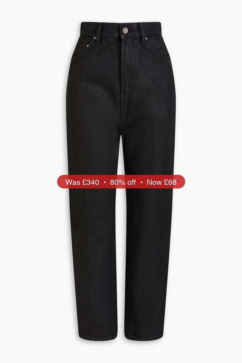 TOTEME Coated high-rise tapered jeans - 80% Off
