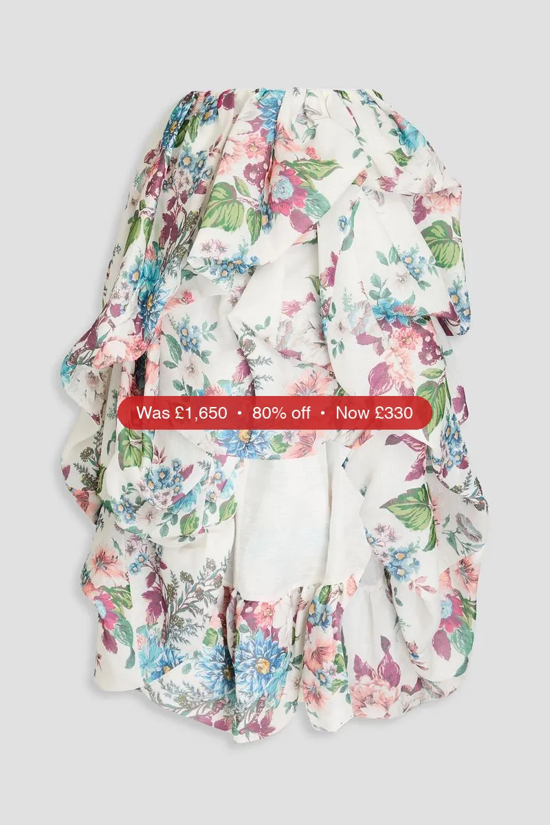 ZIMMERMANN Draped linen and silk-blend gauze midi skirt - 80% Off