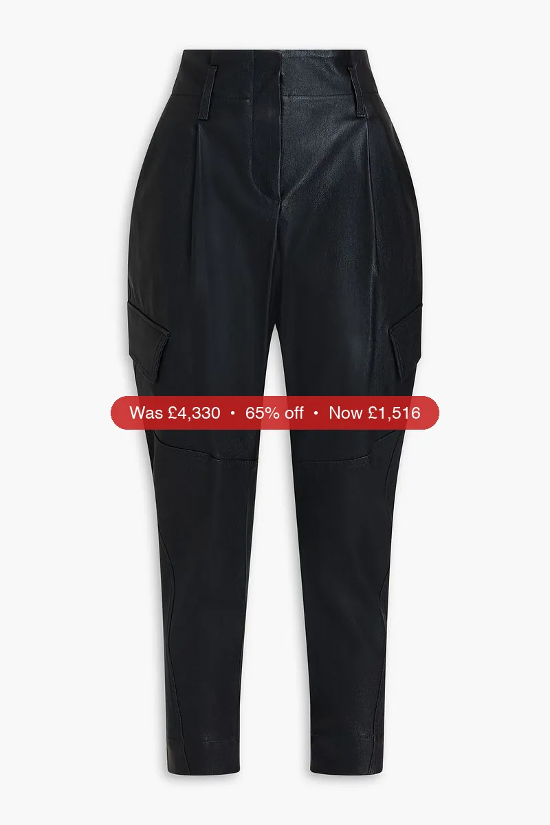 BRUNELLO CUCINELLI Leather tapered pants - 65% Off