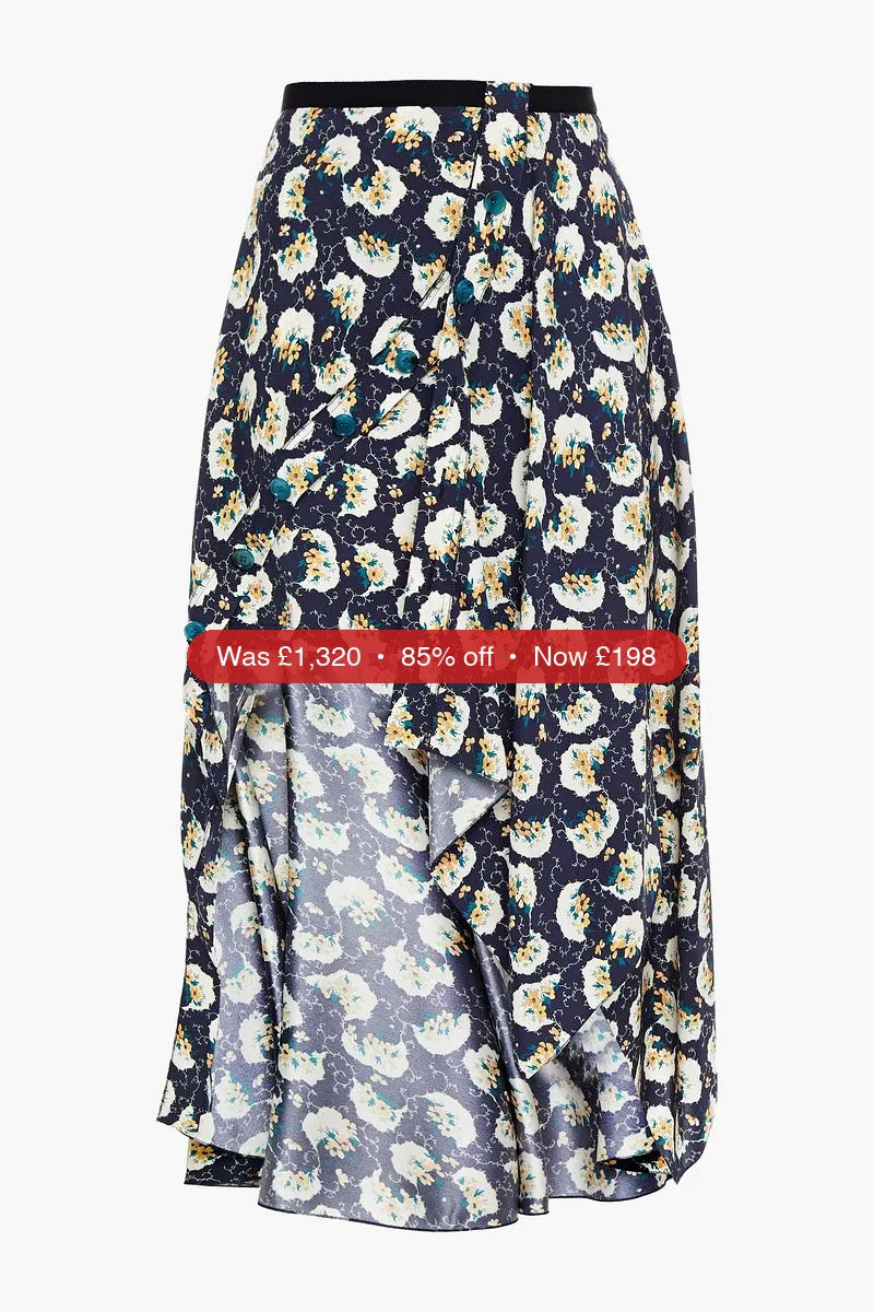 CHLOÉ Asymmetric floral-print silk-blend cady skirt - 85% Off