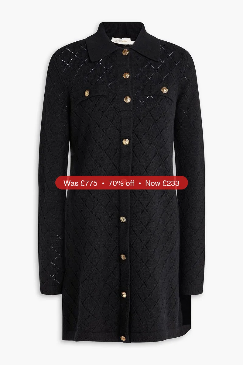 ZIMMERMANN Pointelle-knit wool mini dress - 70% Off