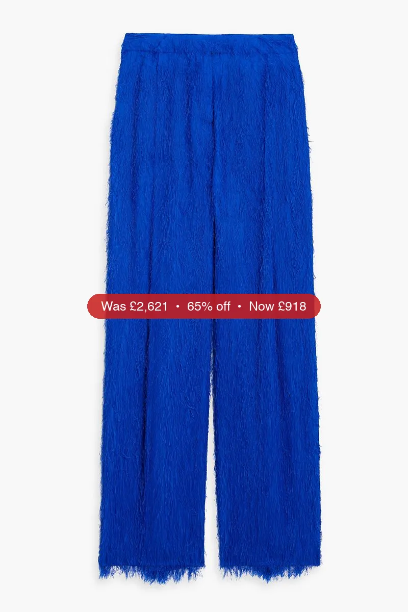 OSCAR DE LA RENTA Fringed twill wide-leg pants - 65% Off