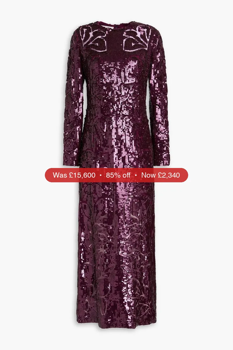 VALENTINO GARAVANI Sequined tulle maxi dress - 85% Off