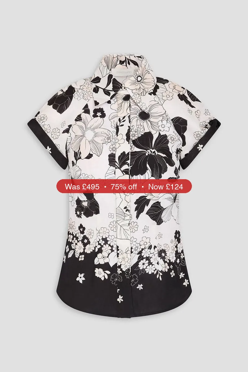 ZIMMERMANN Floral-print linen shirt - 75% Off
