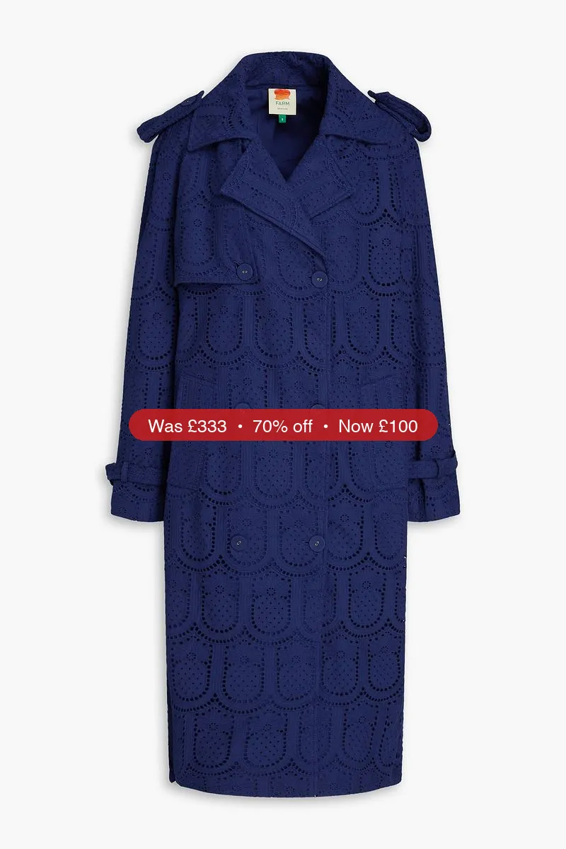 FARM RIO Broderie anglaise cotton trench coat - 70% Off
