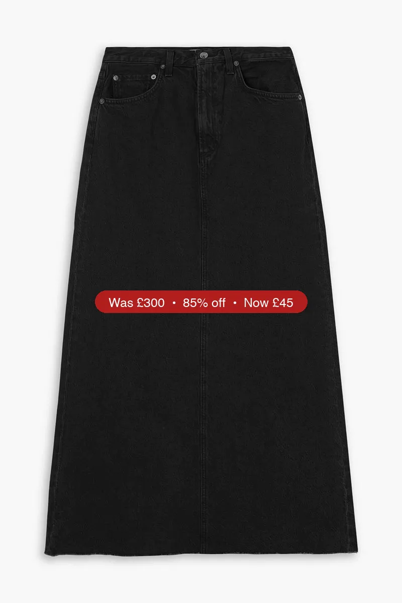 AGOLDE Hilla distressed organic denim maxi skirt - 85% Off