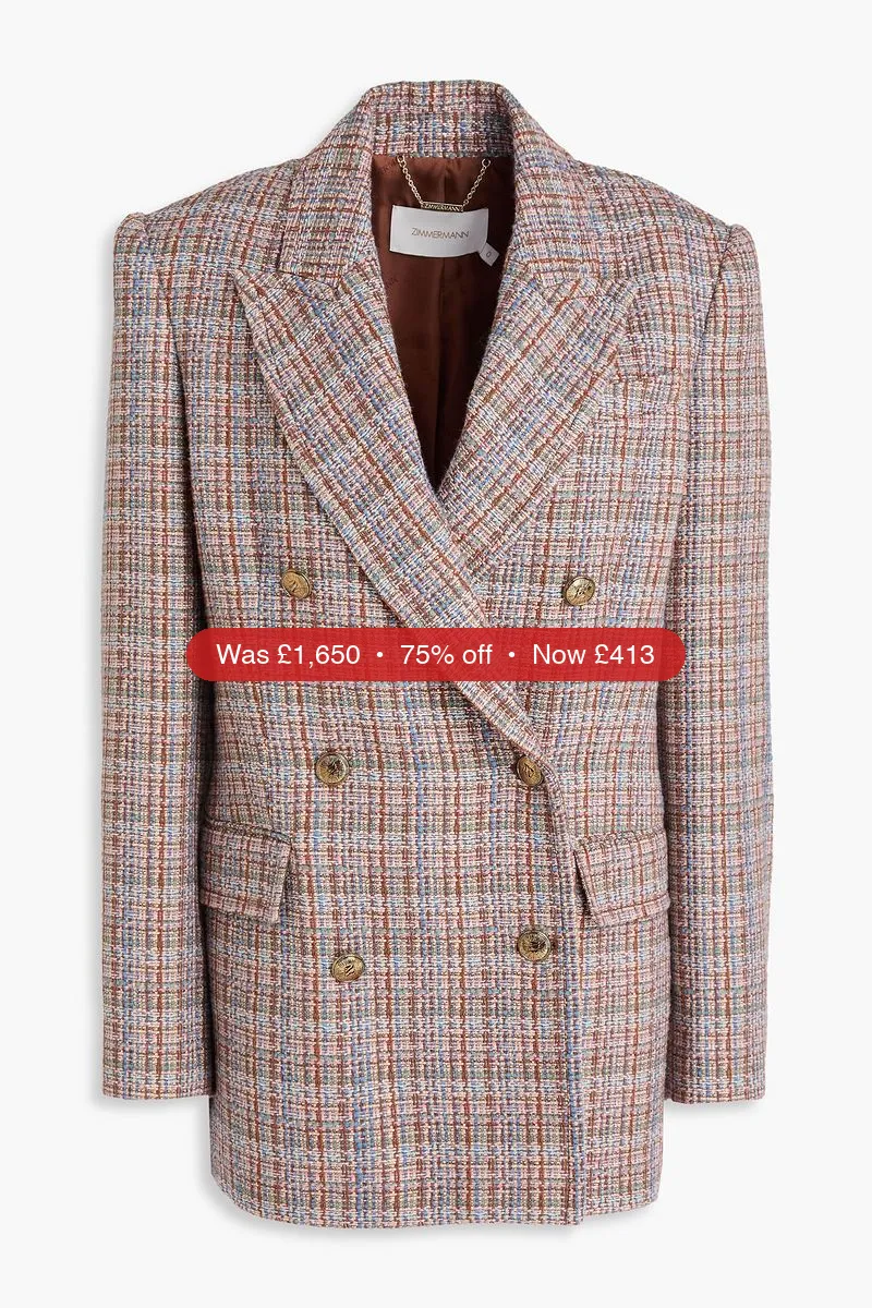ZIMMERMANN Double-breasted tweed blazer - 75% Off