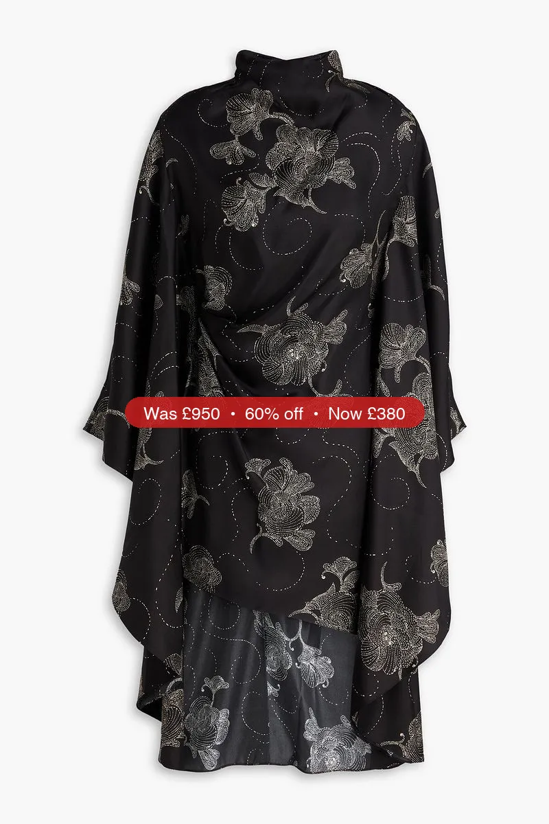 ZIMMERMANN Asymmetric pleated printed silk-twill tunic - 60% Off
