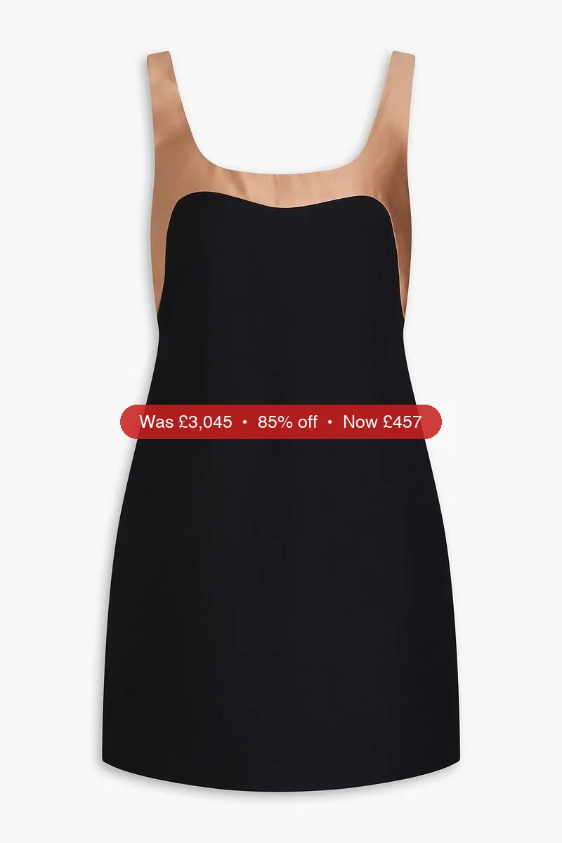 VALENTINO GARAVANI Satin-paneled wool and silk-blend crepe mini dress - 85% Off