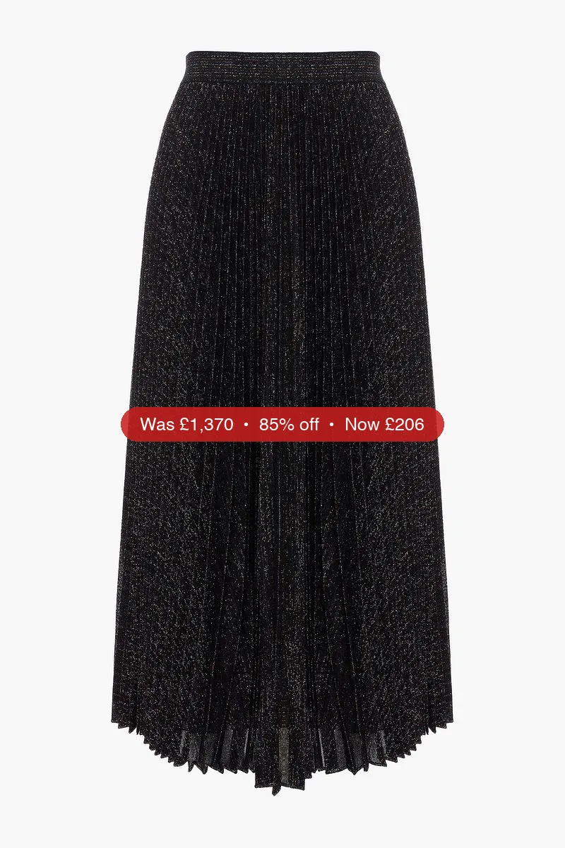 MISSONI Pleated metallic crochet-knit midi skirt - 85% Off