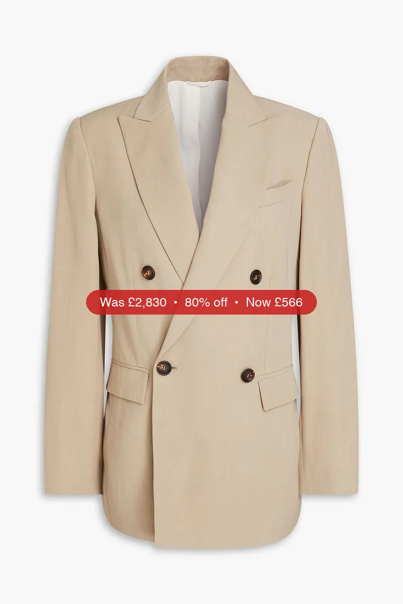 BRUNELLO CUCINELLI Double-breasted grain de poudre blazer - 80% Off