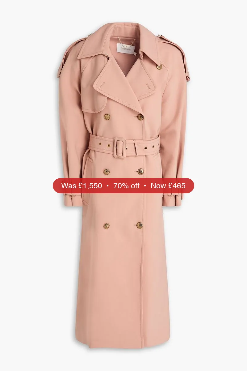 ZIMMERMANN Belted crepe trench coat - 70% Off