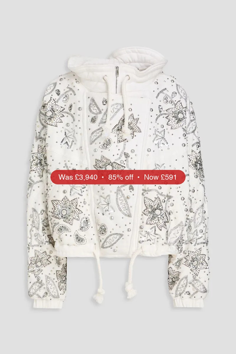 ISABEL MARANT Kalassia embellished padded cotton and linen-blend bomber jacket - 85% Off