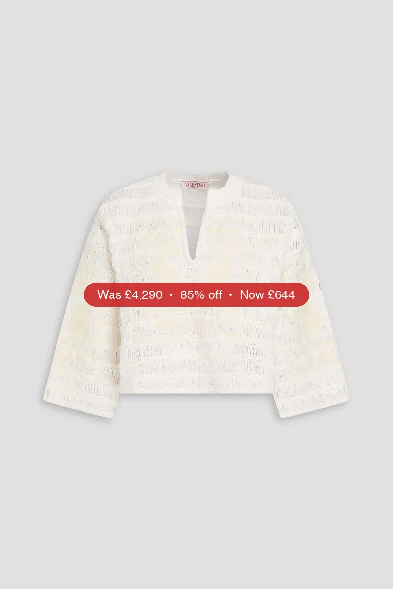 VALENTINO GARAVANI Embroidered cotton sweater - 85% Off