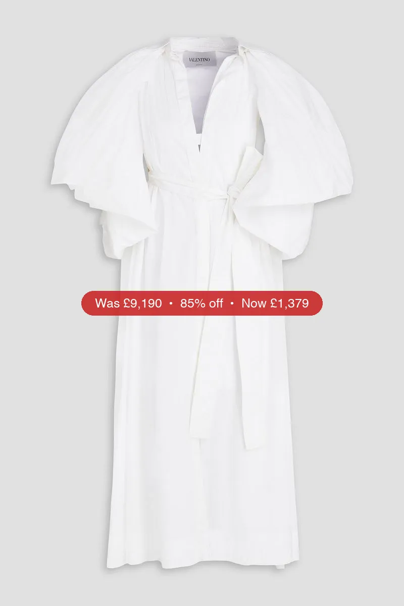 VALENTINO GARAVANI Cape-effect cotton-blend poplin maxi dress - 85% Off