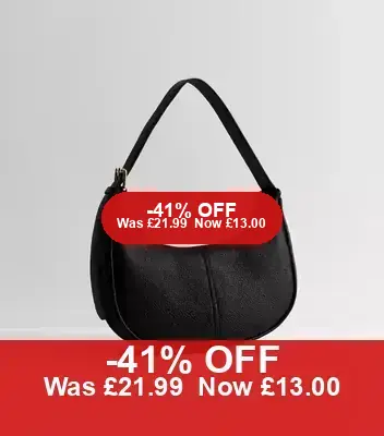 Black Faux Leather Scoop Shoulder Bag - 41% Off