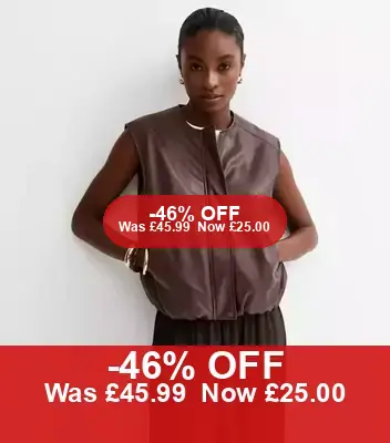 Brown Faux Leather Bubble Hem Jacket - 46% Off