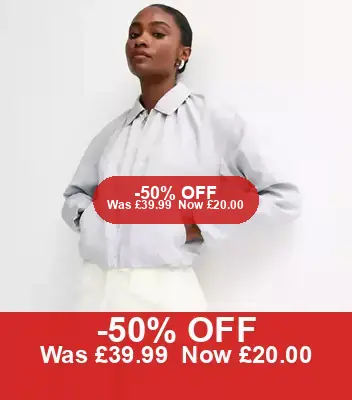 Light Blue Bubble Hem Bomber Jacket - 50% Off