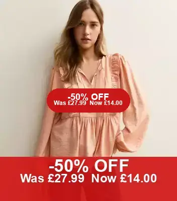 Pink Ruffle Tie Neck Long Sleeve Blouse - 50% Off