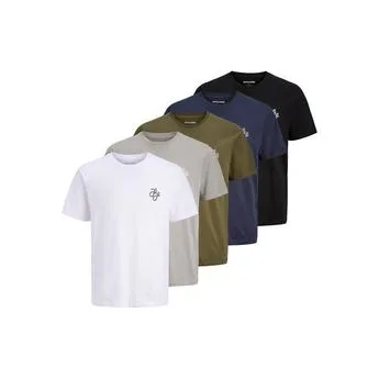 Jack and Jones 5-Pack Short Sleeve T-Shirt Mens - 50% Off