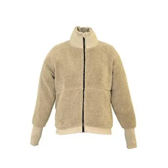 Requisite Women's Essential Sherpa Wind Resistant Teddy Fleece Long Sleeve Oversized Fit Equestrian Jacket - 70% Off