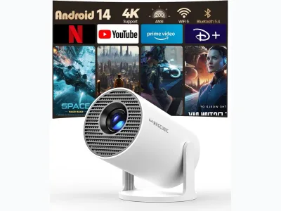 Mini Proyector 4k 1080P Full HD Soporte 200ANSI 8000L, Videoproyector WiFi 5G BT 5.4, Cine Projector 180 Se Puede Girar para TV Stick